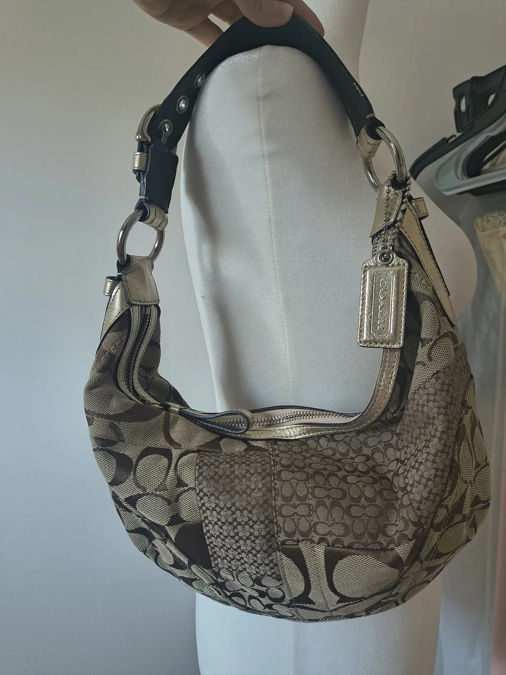 Vintage Coach Metallic Patchwork Hobo Bag